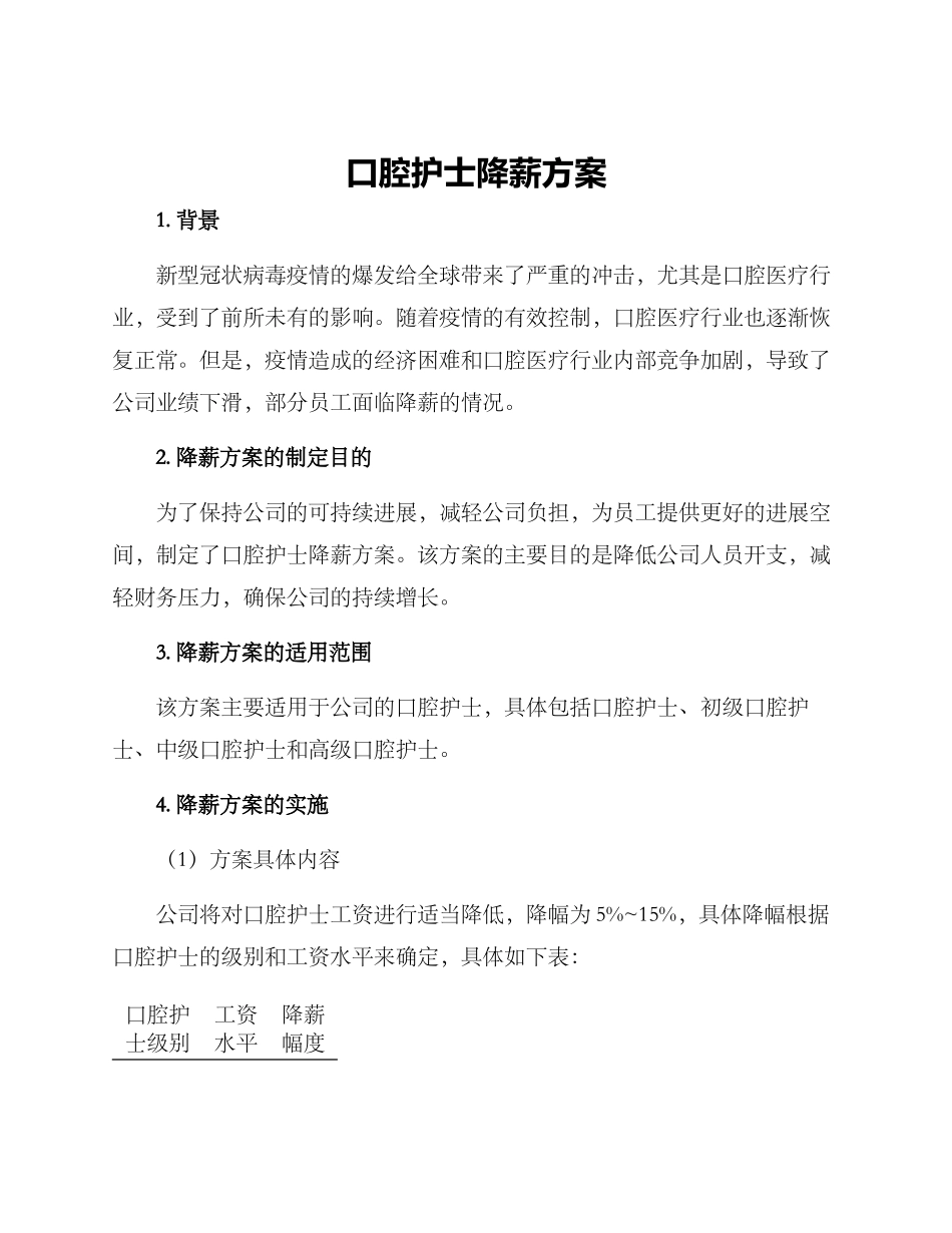 口腔护士降薪方案_第1页