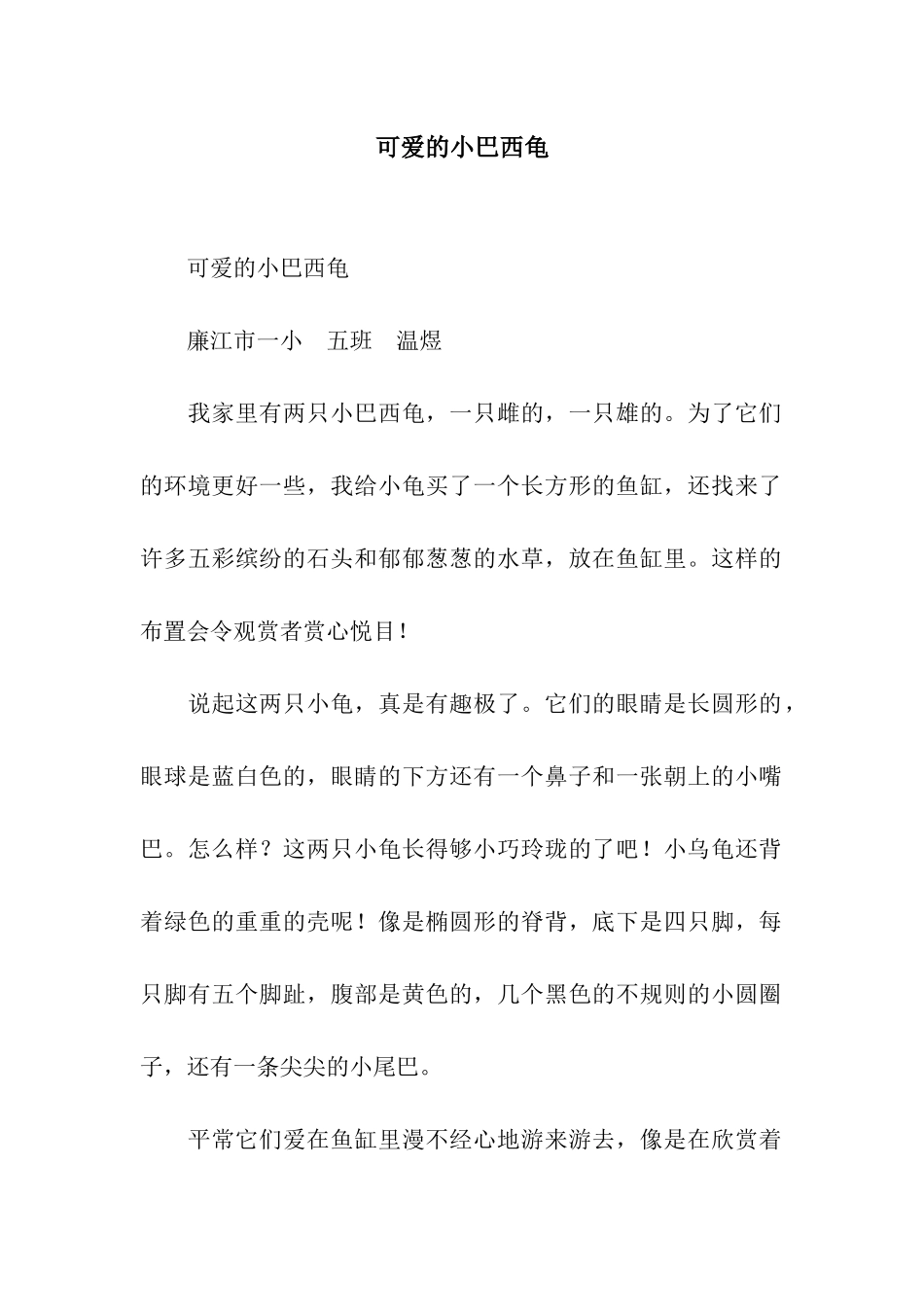 可爱的小巴西龟_第1页