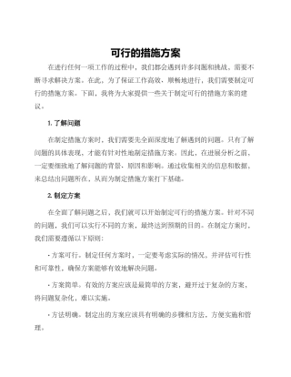 可行的措施方案