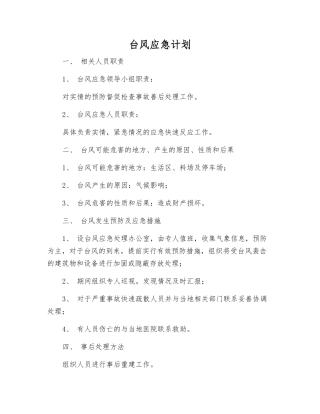 台风应急计划