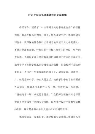 叶志平同志先进事迹报告会观看感