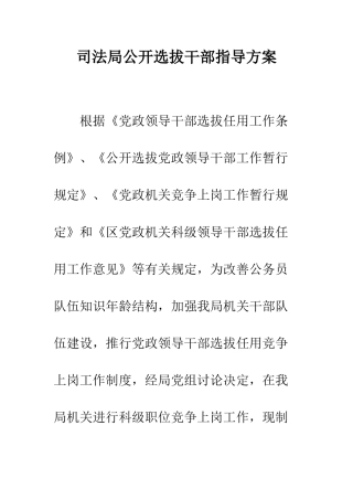 司法局公开选拔干部指导方案--精编范文