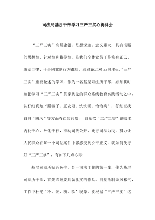 司法局基层干部学习三严三实心得体会