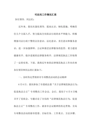司法局工作情况汇报