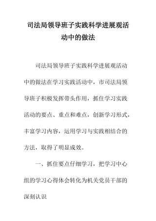 司法局领导班子实践科学发展观活动中的做法--精编范文