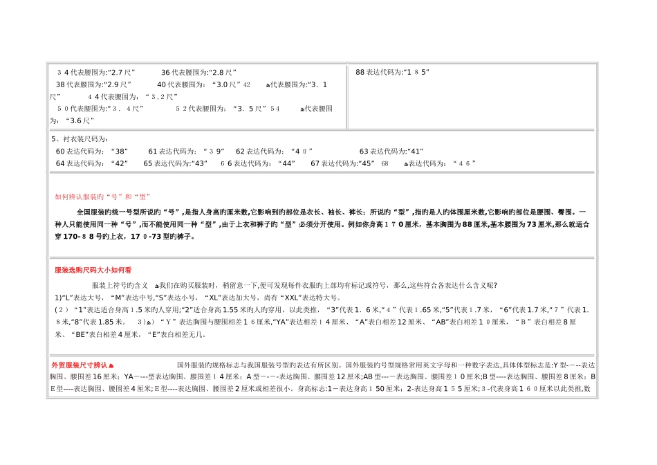 各国服装尺码对照_第3页