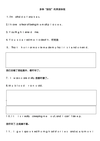 各种害怕的英语表达