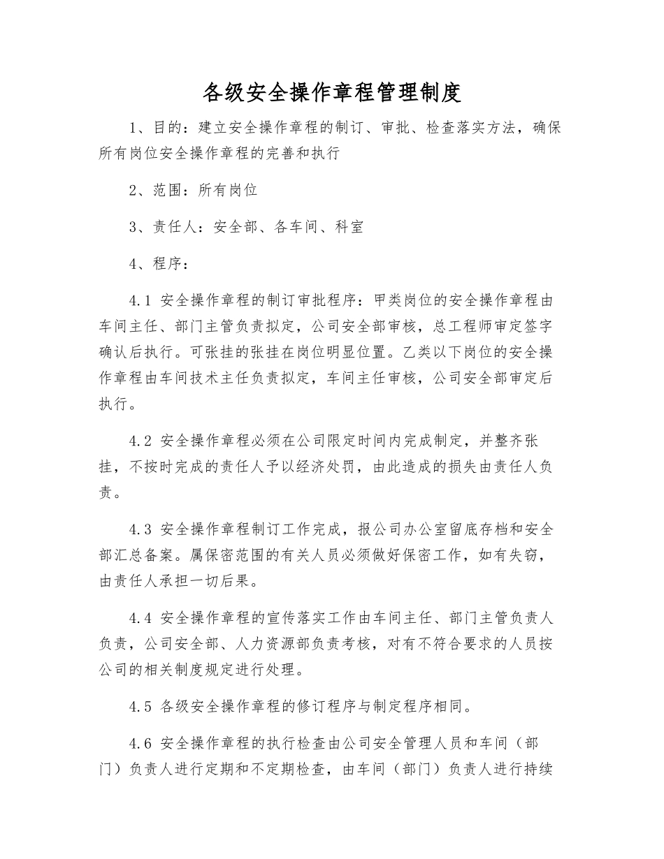 各级安全操作规程管理制度_第1页