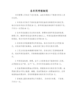 各车间考核细则