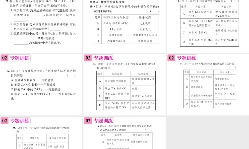 08 滚动小专题(四)  物质的共存、鉴别与除杂