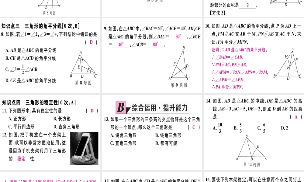 11.1.2三角形的高、中线、与角平分线  11.1.3三角形的稳定性.pptx