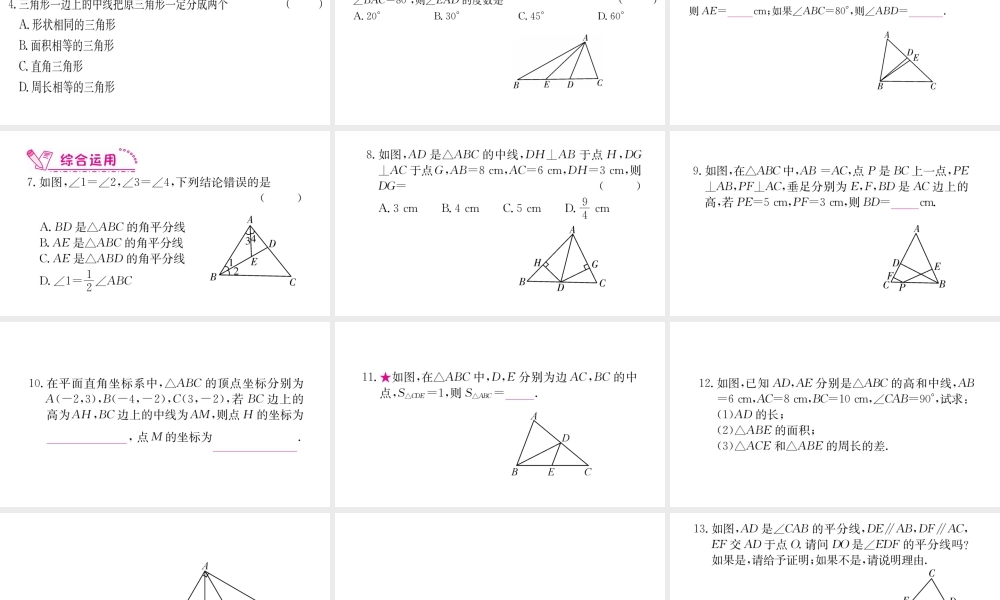 11.1.2三角形的高、中线与角平分线