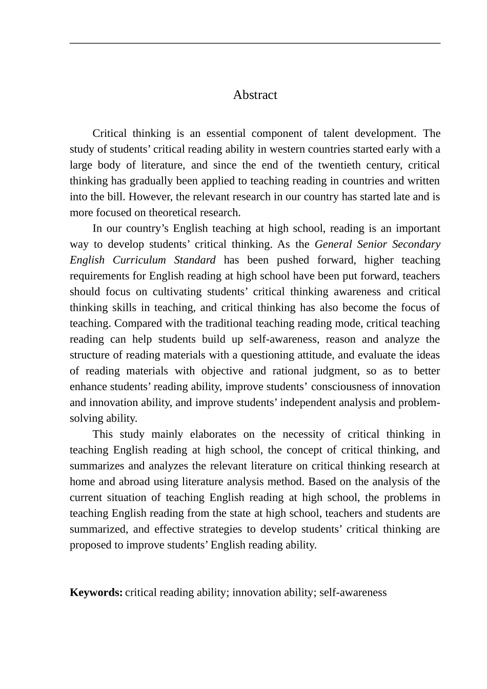 本科毕业设计（论文）An Analysis of Critical Thinking in Teaching English Reading at High School_第2页