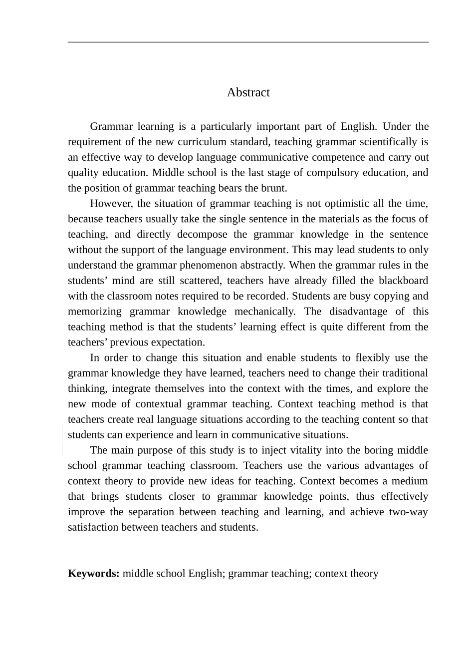 本科毕业设计论文The Application of Context Theory to English Grammar Teaching in Middle School_第2页