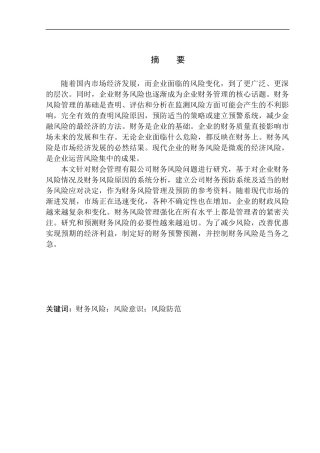 财会管理有限公司财务风险问题研究