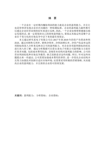 电子有限公司盈利能力分析