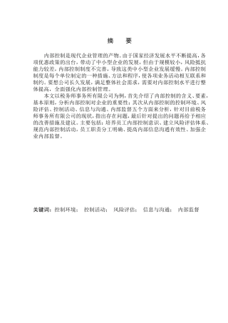 税务师事务所内部控制问题研究