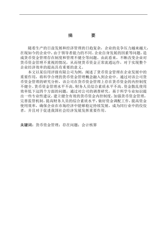 信用评级有限公司货币资金管理存在的问题及对策