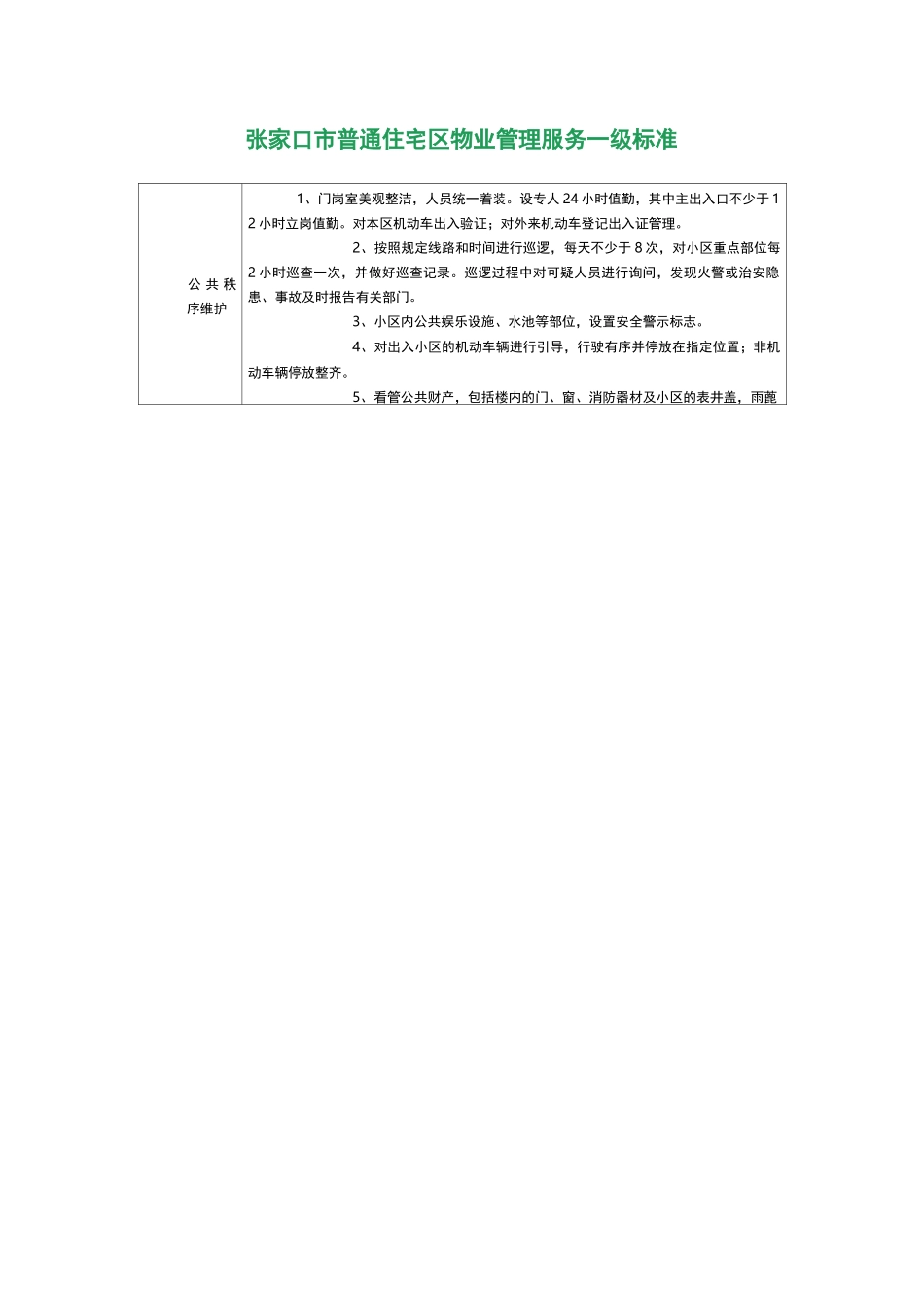 张家口市普通住宅区物业服务标准_第2页