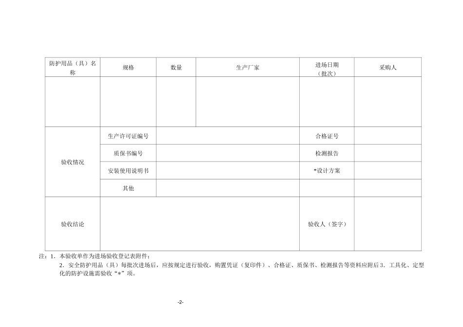 安全防护用品(具)验收单_第2页