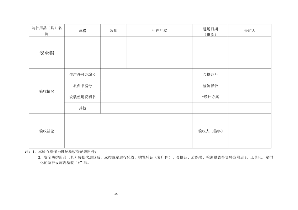 安全防护用品(具)验收单_第3页