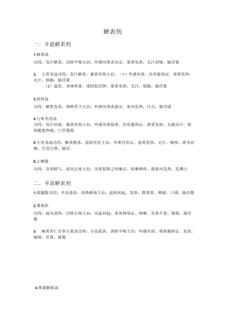 方剂学功用与主治完整版