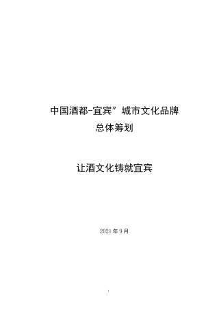 中国酒都宜宾城市文化品牌总体策划