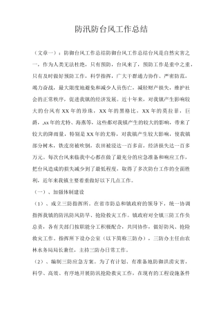 防汛防台风工作总结