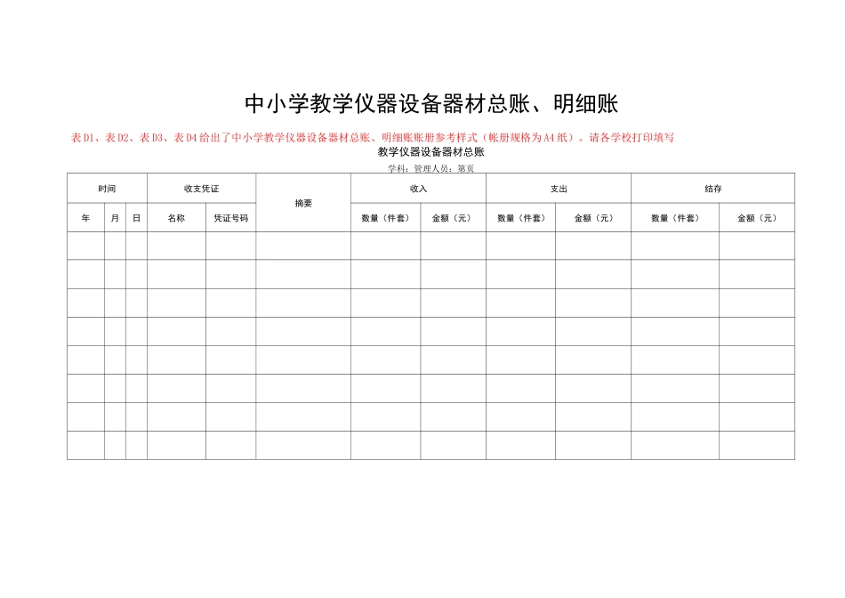 中小学教学仪器设备器材账册样表_第1页