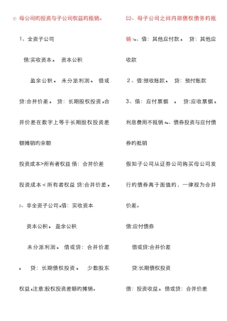 合并财务报表六大抵消分录