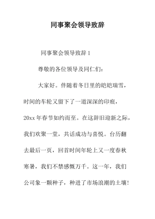 同事聚会领导致辞--精编范文