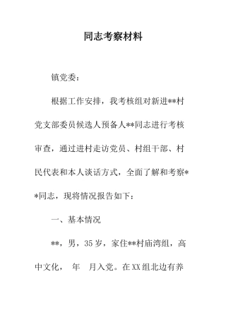 同志考察材料--精编范文