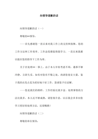 向领导道歉的话