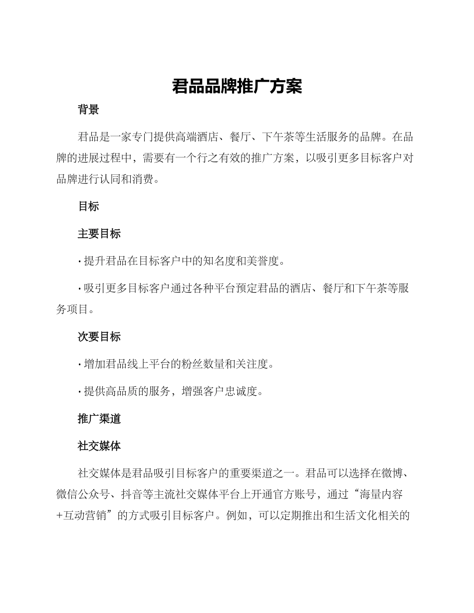 君品品牌推广方案_第1页