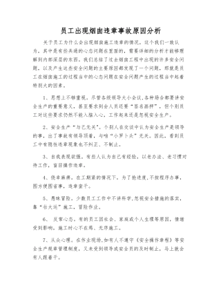 员工出现烟囱违章事故原因分析
