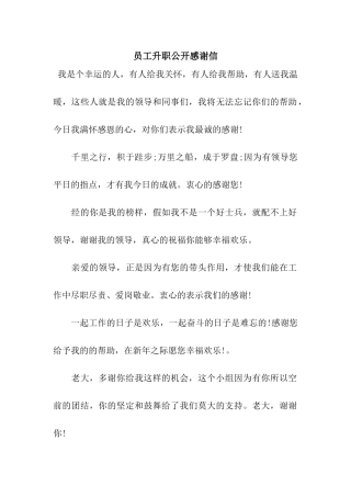 员工升职公开感谢信