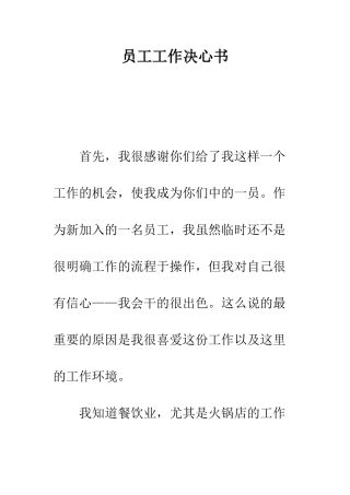 员工工作决心书--精编范文