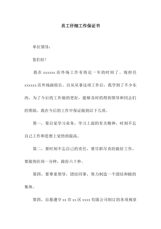 员工认真工作保证书