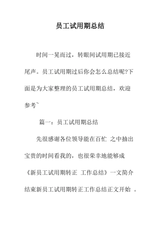 员工试用期总结--精编范文