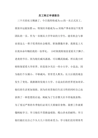 员工转正申请报告
