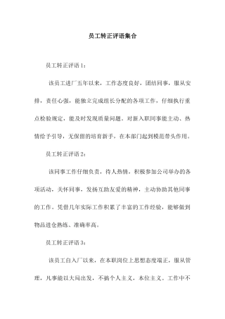 员工转正评语集合