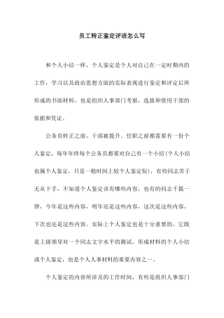 员工转正鉴定评语怎么写