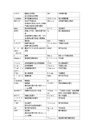 呼吸机英文名称