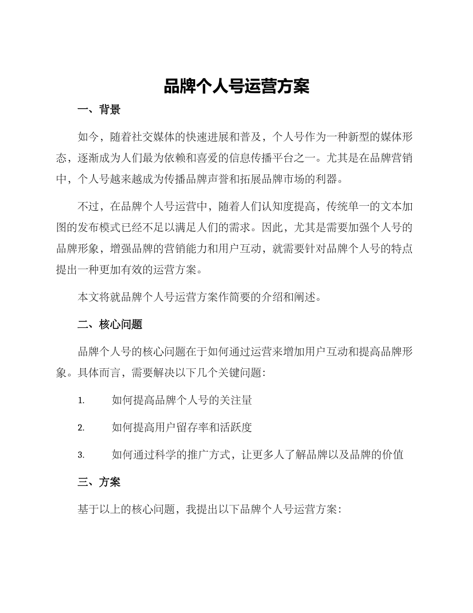 品牌个人号运营方案_第1页