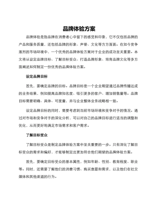 品牌体验方案