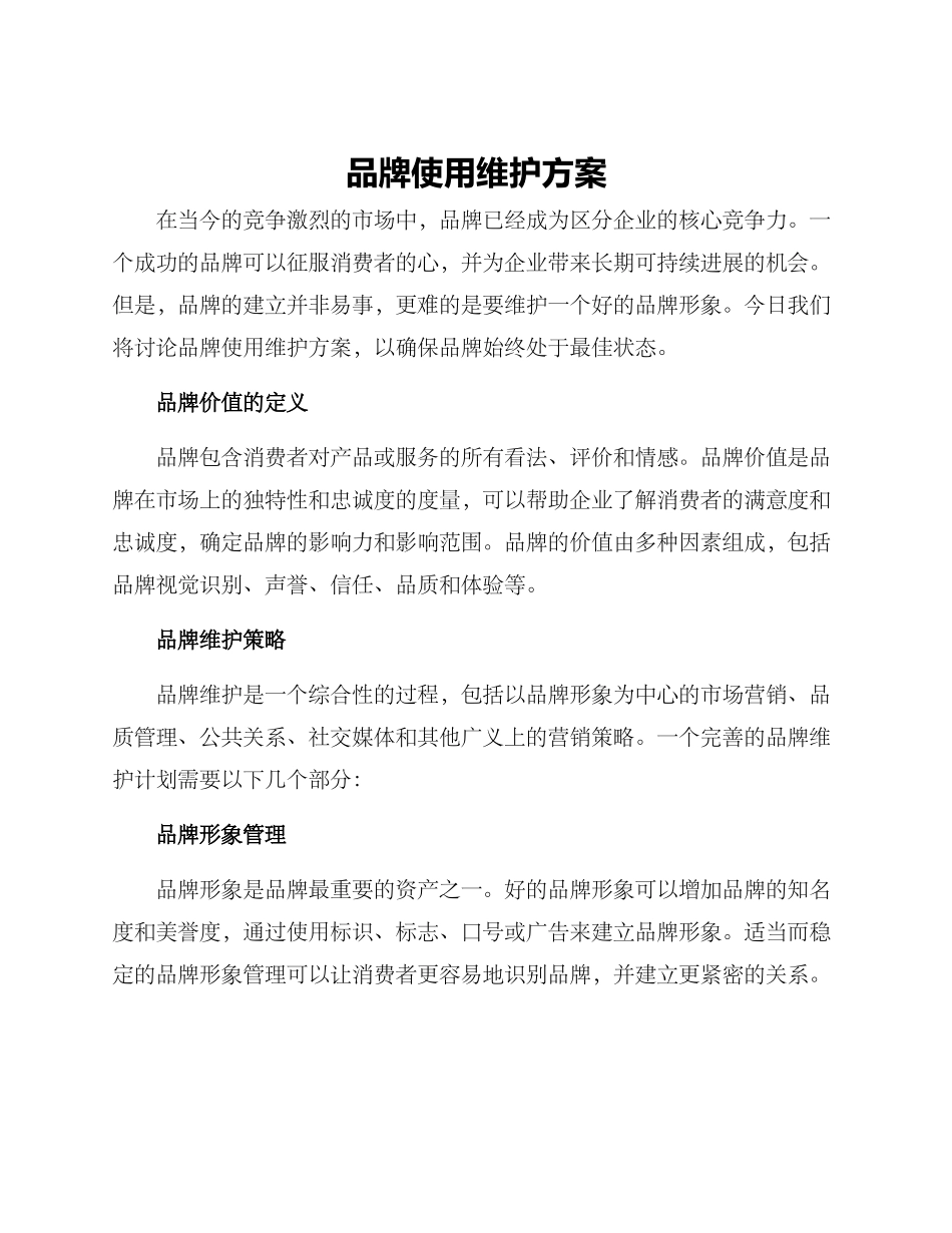 品牌使用维护方案_第1页