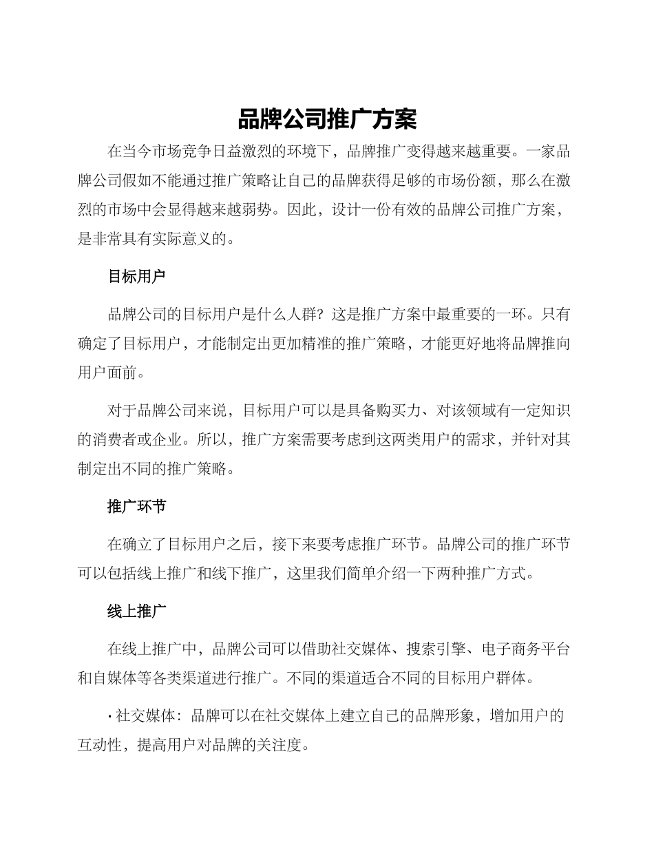 品牌公司推广方案_第1页