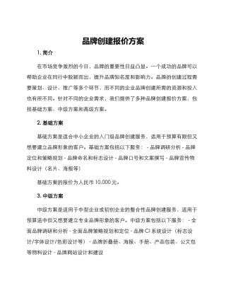 品牌创建报价方案