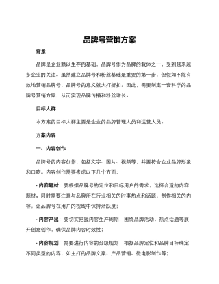 品牌号营销方案