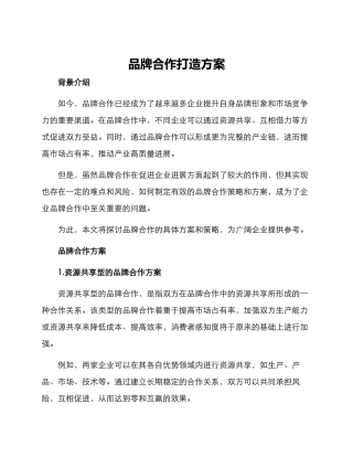 品牌合作打造方案